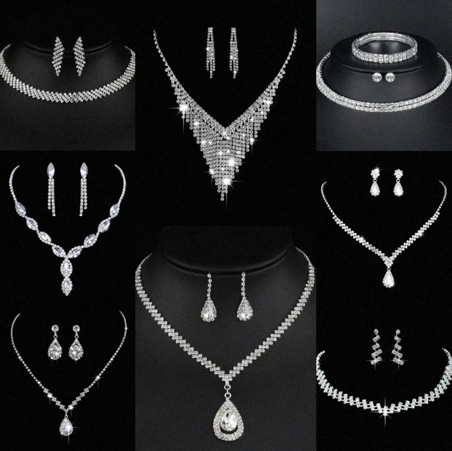 Ensemble de bijoux en diamant de laboratoire précieux, collier de mariage en argent sterling, boucles d'oreilles pour femmes, bijoux de fiançailles, cadeau V3wa #