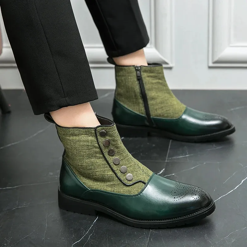 Trend 241031 Green Leather Chelsea Boots For Men Pointed Toe Casual Short Dress  Boots For Daily And Party Wear From Factory Longda004, Bulk $34.15 |  DHgate.Com