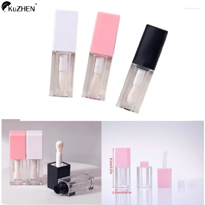 Storage Bottles 1Pcs Empty Portable 5ml Thick Wand Lip Gloss Tube Plastic Glaze Tubes Square Full Clear Transparent Container