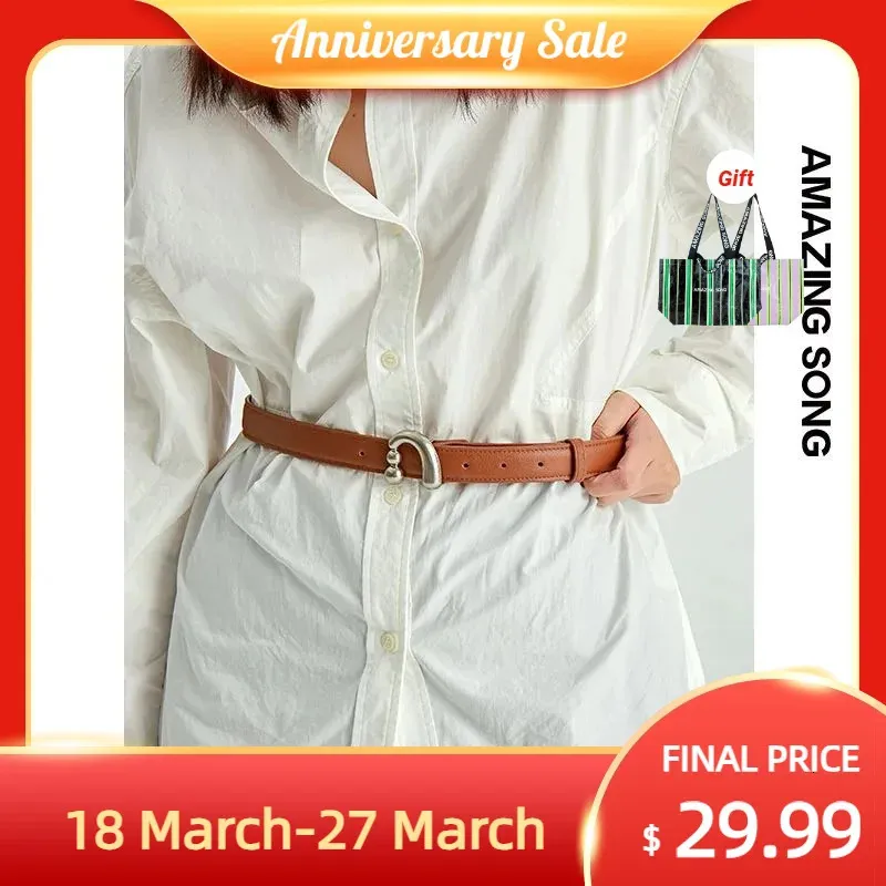 Fantastisk sång Metal Nail Buckle Belt Shirt Belt Women's Belt Jean midjeklänning Bältesbältet Tillbehör 240315