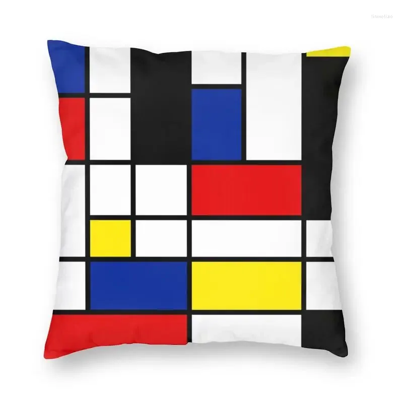 Travesseiro moda arte abstrata mondrian quadrado caso decoração 3d dois lados impressão geométrica capa moderna para carro