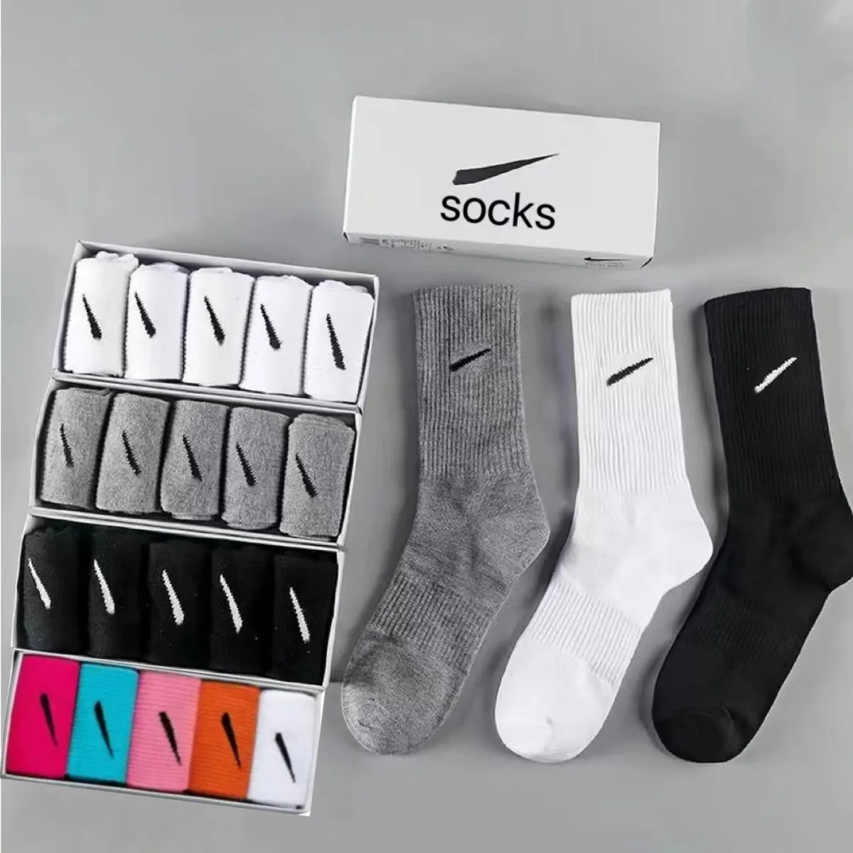 À venda meias de designer meias esportivas longas meados curtas tamanho cor sólida meias preto branco cinza respirável meias de algodão para homem e mulher jogging basquete futebol meias
