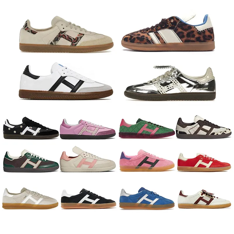 Sapatos com estampa de leopardo Wales Bonner Low Trainers OG Fashion Designer Pony Leopard Casual Sneakers Sporty Branco Preto Vegam Gum Platform Flat Sports Trainers