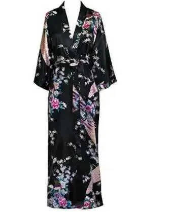 Wehl Pijamas Sexy Plus Tamanho XXXL Mulheres Chinesas Longo Robô Longo Flor Flor Pavão Kimono Vestido de Bathrobe Bride Bridesmaid Restas de casamento Sexy Sleepwear 2404101