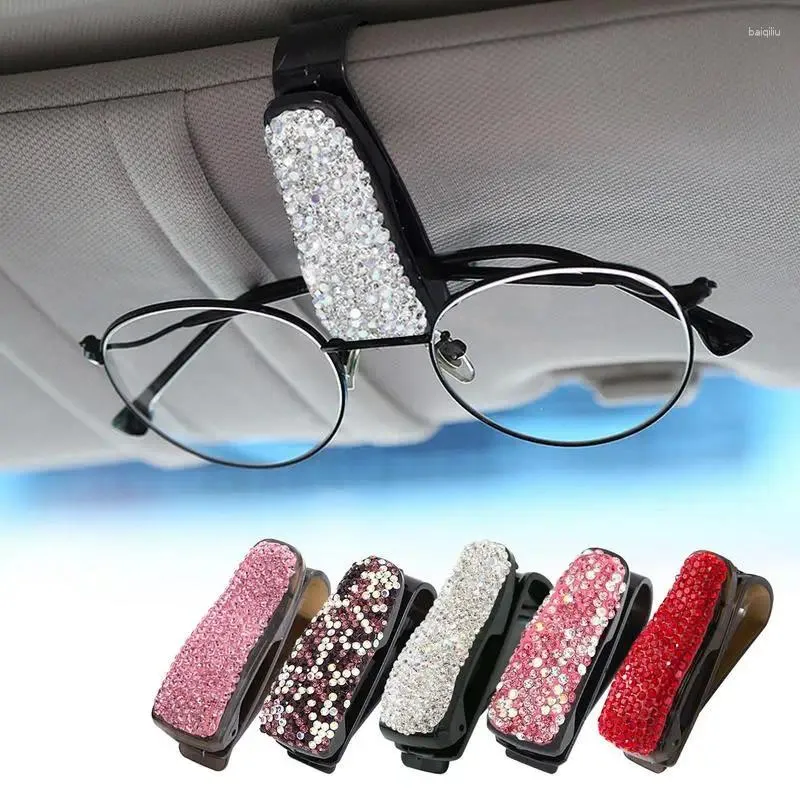 Interiörstillbehör Bilglasögon Holder Diamond Design Auto Sun Visor Clip Portable Decoration Universal för biljettglasögon