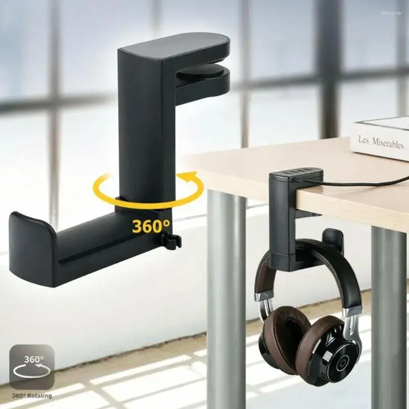 Kök lagring 360 ° roterande hörlurar stativ headset Desktophållare PC Gaming Desk Hanger Hook för hörlurskontroller