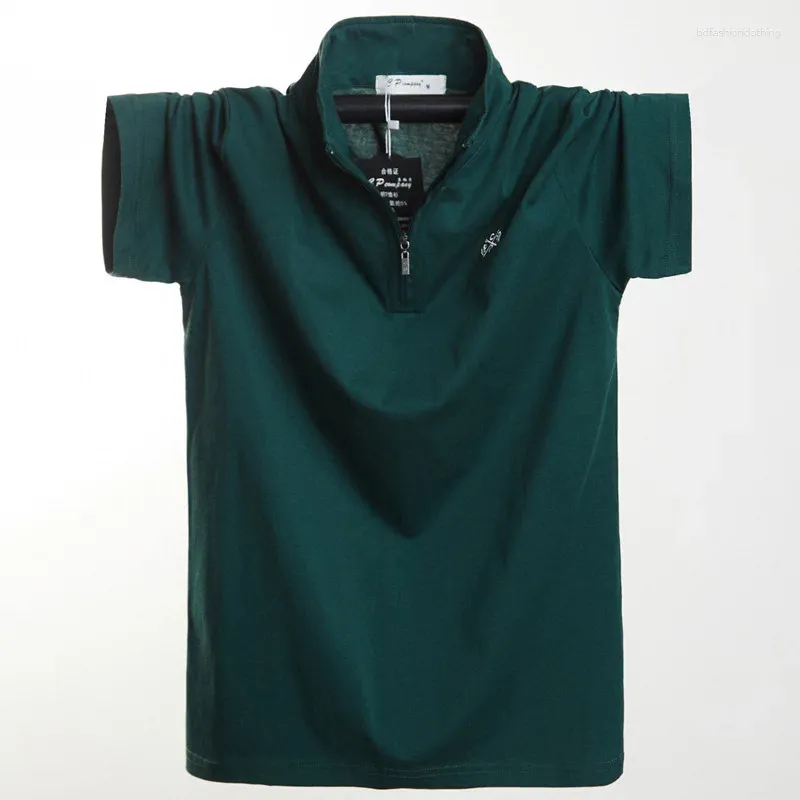 Polos pour hommes 2024 Style d'été Coupe régulière Polo en coton à la mode Classique Demi-Zip Respirant pour hommes 5XL 6XL