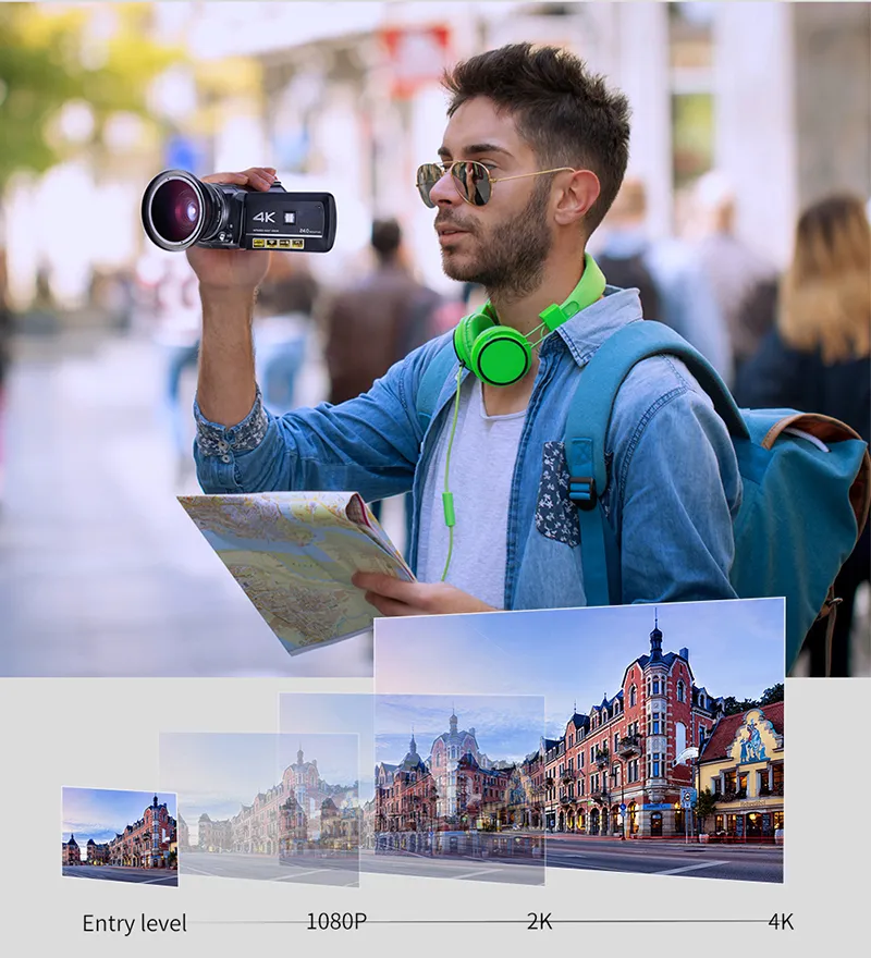 4K Vlog Camera - 1080P 60FPS Full HD Digital Camcorder with IR Night ...