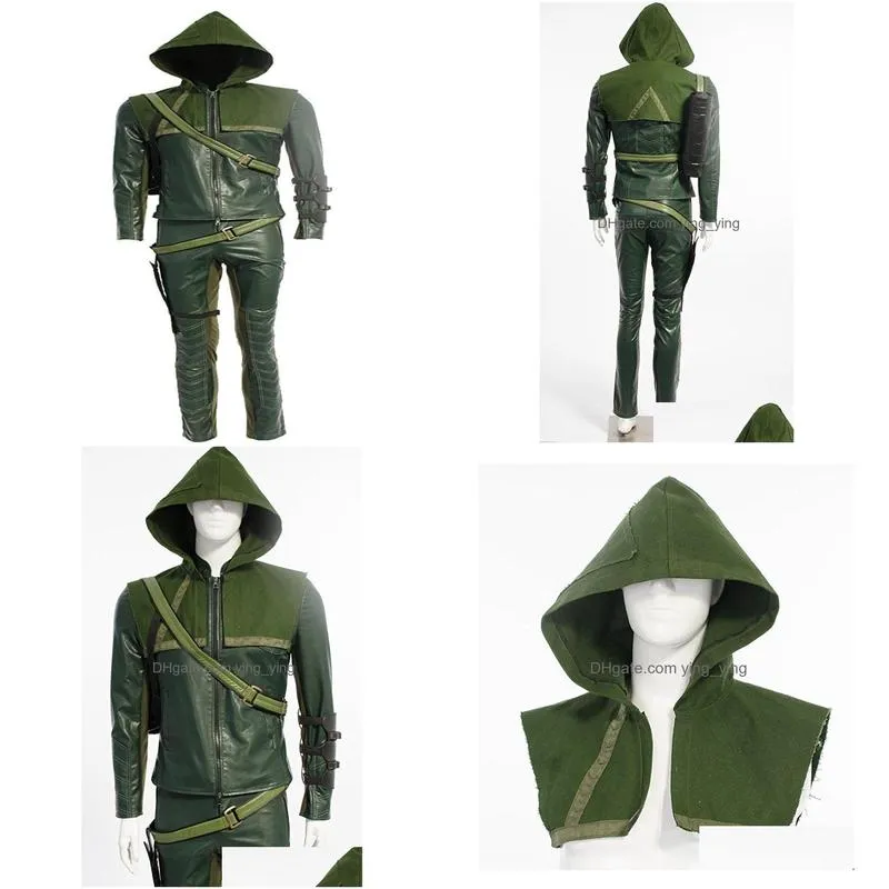 Kostium motywu Cosplay Green Arrow Man Oliver Queen Halloween Hoodies9575391 Drop Relivery Costumes Dhbah