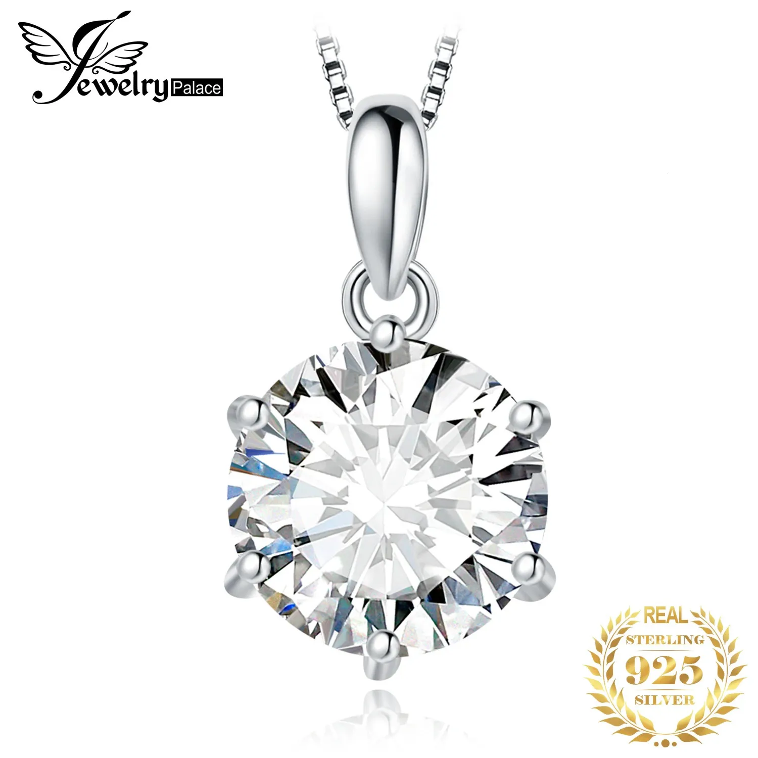 المجوهرات D Color 1ct 15ct 2ct 3ct Round 925 Sterling Silver Prendant Necklace for Woman No Chain 240311