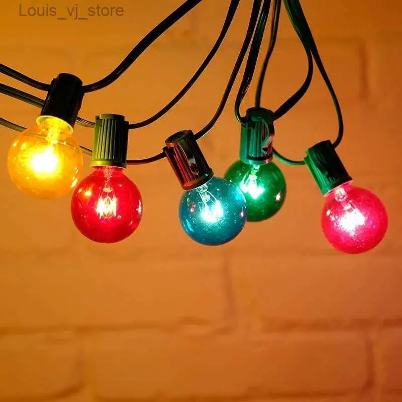 Cordes LED 25Ft G40 Globe Ampoule Guirlandes avec 25 Verre Vintage Patio Extérieur Jardin Guirlande Décorative Fée Lumières de Noël YQ240401