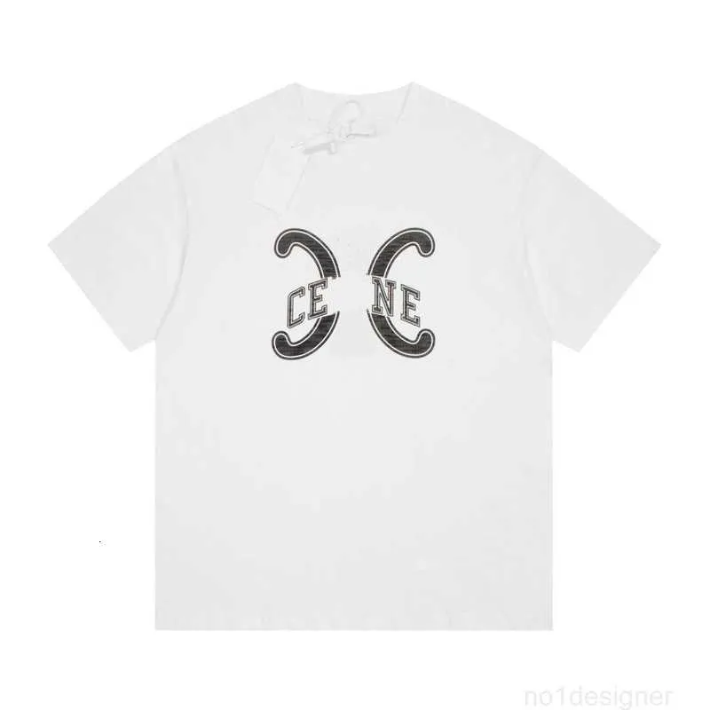 Diseñador Versión alta C familia 23ss patrón degradado impreso cuello redondo versátil camiseta unisex suelta y relajada NWPZ