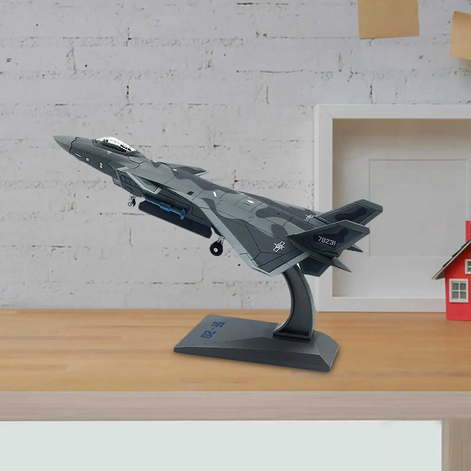 Aolly Diecast 1/100 Scale J-20 Fighter Airplane Diecast Model with Display Stand