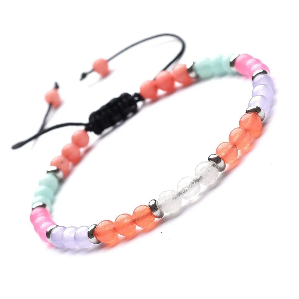 Perles Yoga Lingli Chakra Pierre Sept PSE Roue Bracelet Pièces En Acier Inoxydable Mélanger Et Assortir Petites Filles Énergie Main Chaîne Goutte Deli Ottj3