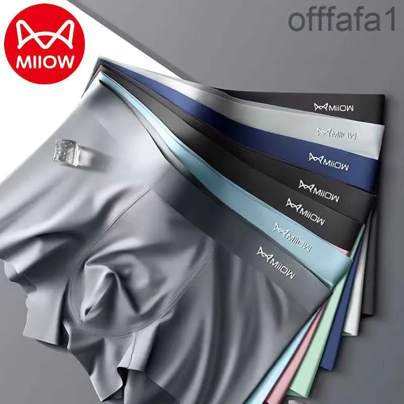 Underpants MiiOW 3pcs AAA Conductive Antibacterial Men Underwear 120S Ice Silk Fabric Mens Panties Sexy Seamless Boxer Shorts Underpants 230511 5XSJ EMOW