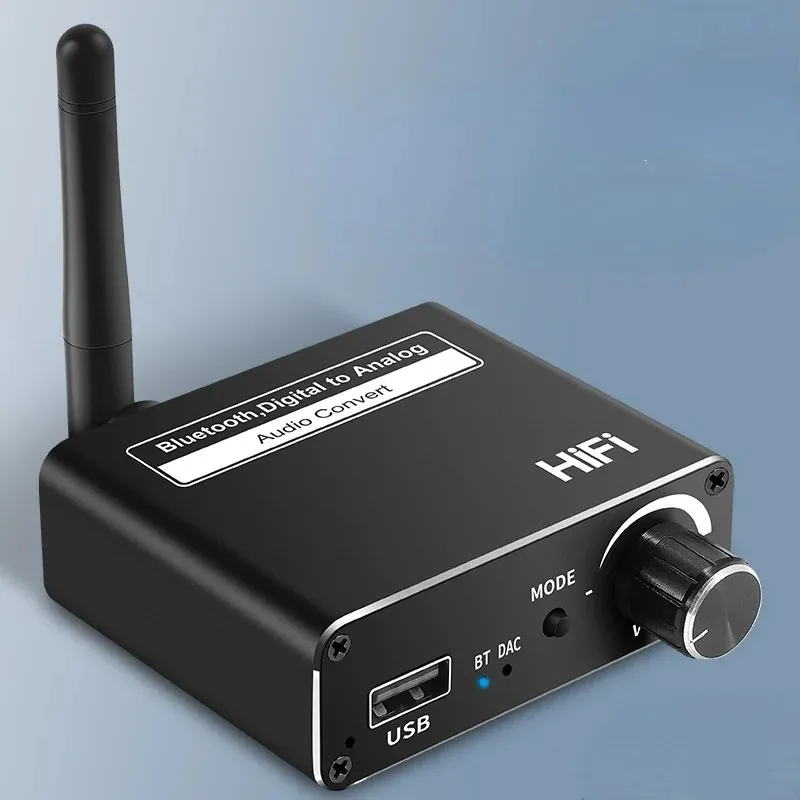 Digital till analog 192KHz DAC Converter Wireless Bluetooth 5.0 med hörlurar Optisk koaxial AMP 3,5 mm Support USB Audio Adapter