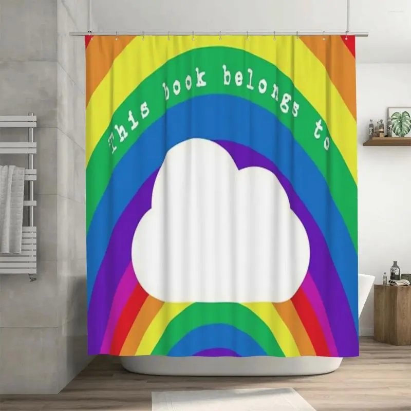 Shower Curtains This Book Belongs To Stickers Curtain 72x72in With Hooks Personalized Pattern Bathroom Decor