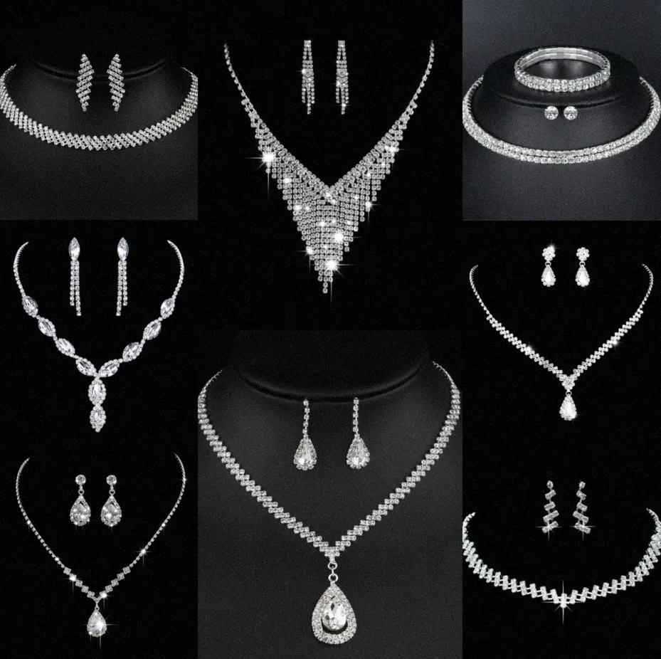 Ensemble de bijoux en diamant de laboratoire précieux, collier et boucles d'oreilles en argent Sterling pour femmes, bijoux de fiançailles, cadeau t1L1 #