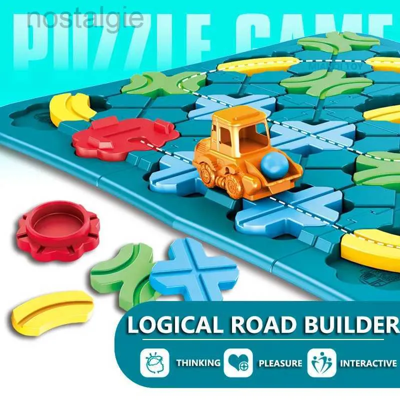 Blockerar Kids Road Maze Montessori Logical Road Builder Game Assembly Building Puzzle Learning Education Toys for Children 240401