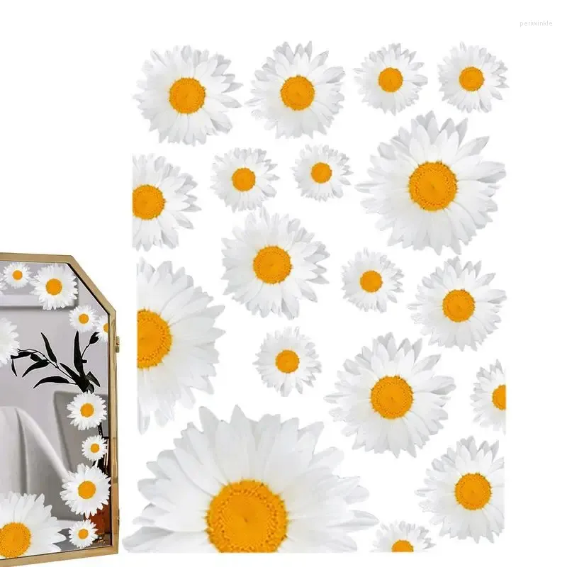 Autocollants de fenêtre Floral électrostatique Cling Daisy Film verre décoratif semi-transparent s'accroche