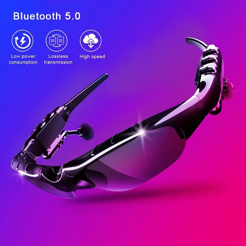 Écouteurs multifonctionnels stéréo des écouteurs Bluetooth avec des lunettes de soleil polarisées Microphone anti-remous