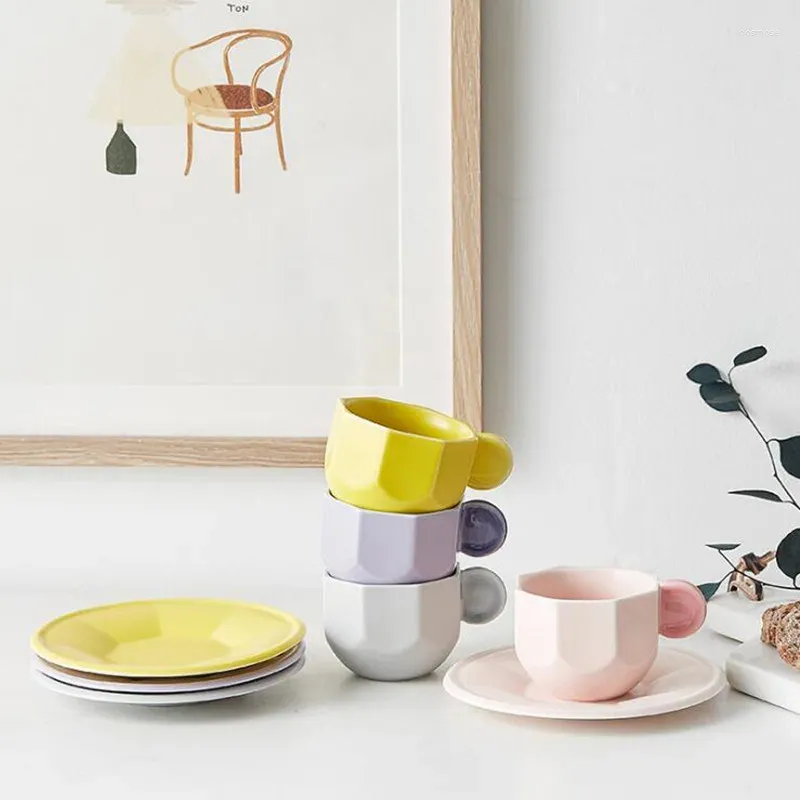 Tassen Untertassen Nordic Kreative Geometrie Keramik Kaffeetasse Mit Küche Party Trinken Ware Wohnkultur Geschenke