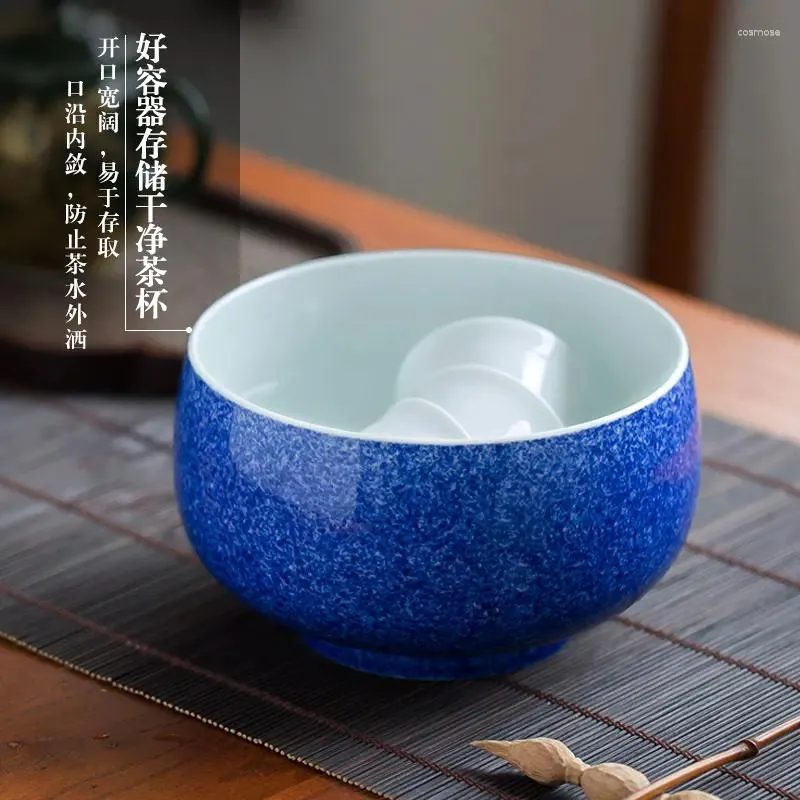 Teegeschirr-Sets, Jingdezhen, hochwertige handgefertigte blaue Keramik, großer Stift, Teebecken, chinesisches und weißes Porzellan, Utensilien, Tassenreiniger, Waschen