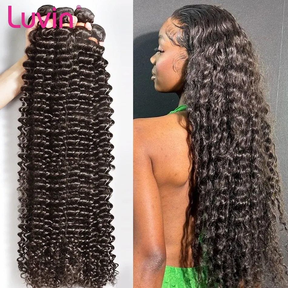 Wigs Luvin 28 30 32 40 pollici Brasiliani Brasilia a onde profonde Aioni di capelli umani Remy 3 4 pezzi Acqua Curly Hair Weave Bundles Extensions Offerte