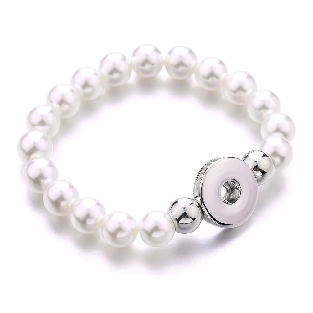 Bracciale con perline a scatto con perle finte da 10 mm. Bracciale con perline fatto a mano con bottoni a pressione