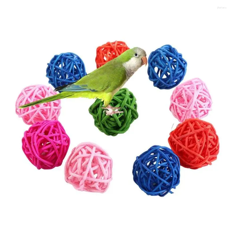 Outros suprimentos de pássaros rói a decoração da gaiola do pé inferior para periquito budgie papagaio mastigando bola de treinamento de brinquedo