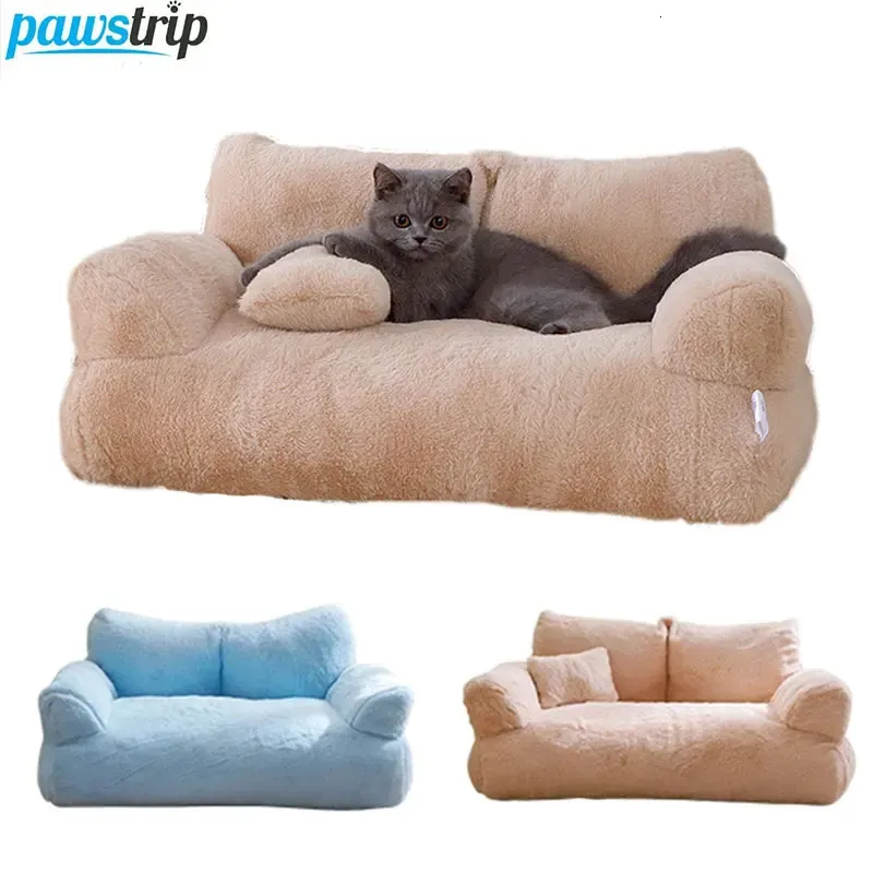 Nid de lit confortable pour chat, canapé chaud d'hiver pour animaux de compagnie, maison pour chats et petits chiens, fournitures de chenil en peluche confortables pour chiots, 240328