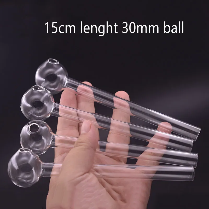 10pcs cheapest 6 inch Length 30mm Clear Glass Oil Burner Pipe Oil Nail Burning Jumbo Pyrex Concentrate 15cm Thick Transparent Great Smoking spoon pipes for Smokers