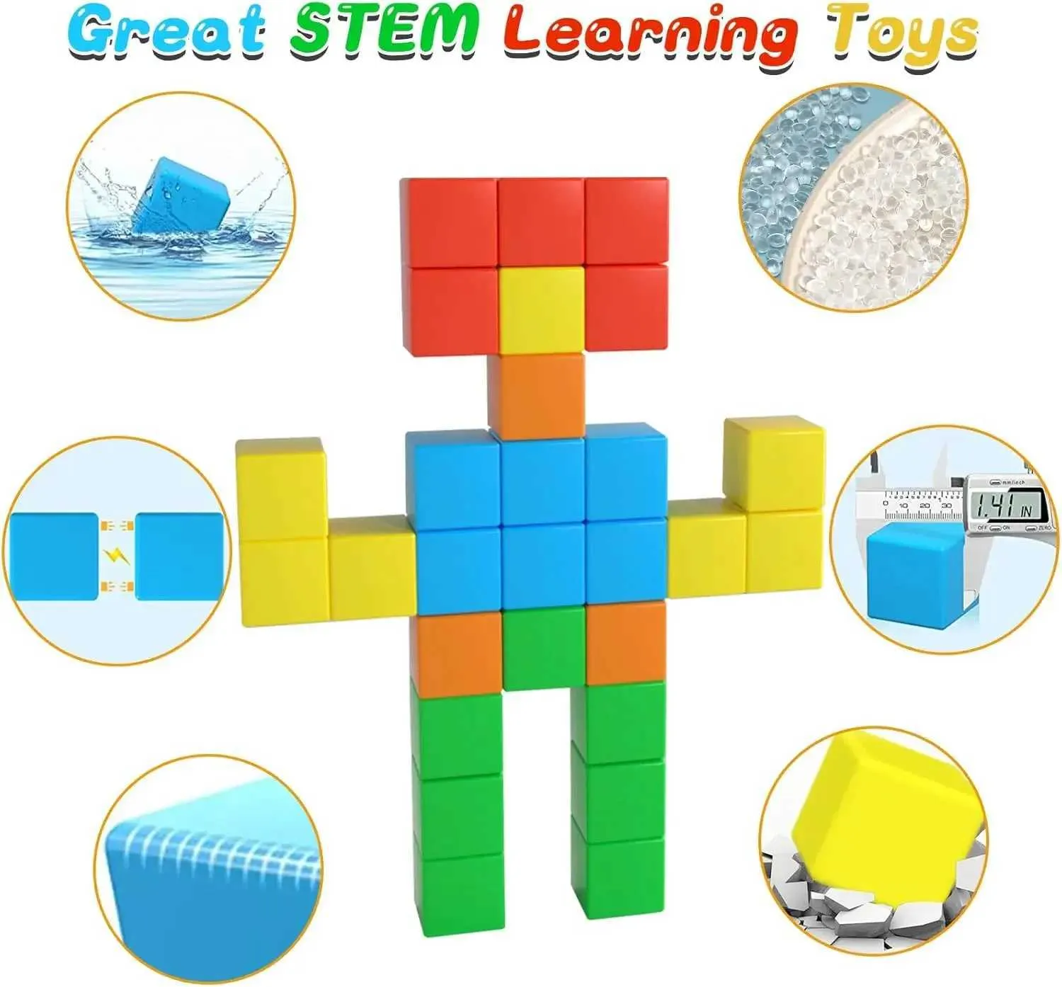 Magnetic Blocks 1.41 inch childrens girls and boys large building blocks STEM magnetic toys the best gift for children J241101 J1032