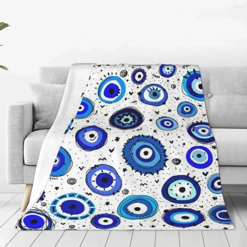 Couvertures Evil Eye Couverture en peluche Amulette grecque Nazar Lucky Funny Throw pour la maison 150 125cm Quilt