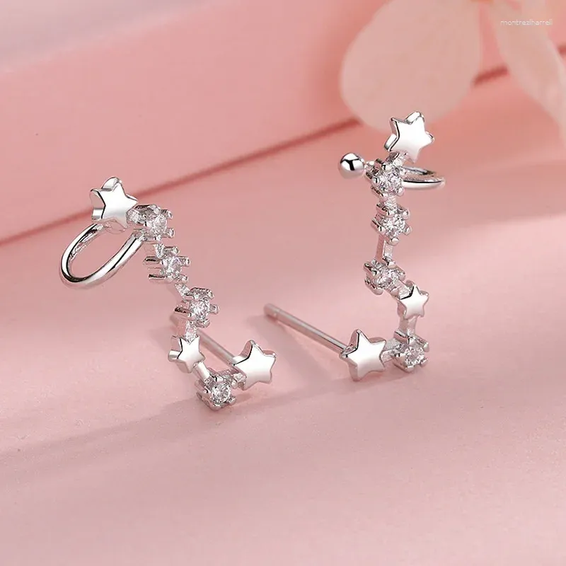 Boucles d'oreilles créoles mignonnes et belles étoiles pour femmes, Micro cristal brillant, grande ourse, manchette étoile, accessoires d'oreille tendance, cadeaux