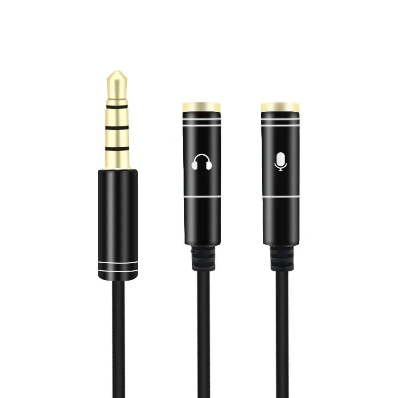 Câble de Conversion de diviseur Audio de 3.5mm, câble adaptateur de Microphone pour écouteurs en métal un à deux