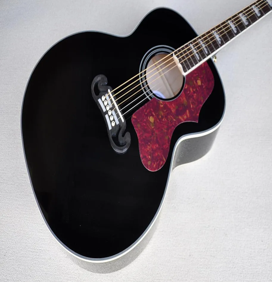 Chitarra acustica nera da 43 pollici personalizzata in fabbrica con compensato di abete rosso 6 corde Tastiera in palissandro Può essere personalizzata4447225