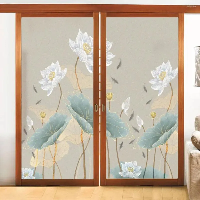 Window Stickers Chinese Wind Frosted Glass Sticker Privacy Non-glue Static Electricity Sliding Door Bathroom Toilet Paper Film