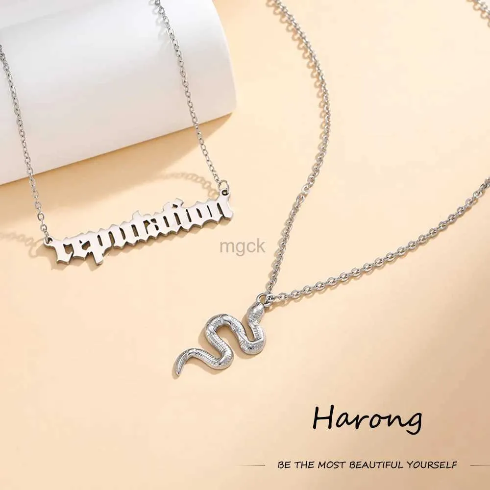 Pendanthalsband Taylor The Swift Reputation Snake Halsband Rostfritt stål Double Pendant Choker 2024 Pop The Eras Tour Jewelry Music Album Gift 240330