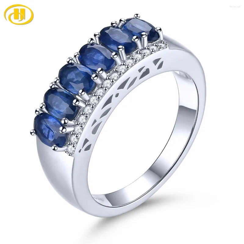 Cluster ringen natuurlijke blauwe saffier sterling zilver kostbare echte 1,8 S vrouwen klassieke bruiloft betrokkenheid fijne sieraden