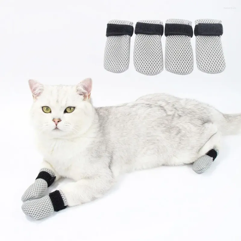 Odzież dla psów 4PCS/Set Anti Scratch Pet Claw Cap Recovery Stopy Ochraniacz Obrotnik odporny na regulowane buty Pokryty dla psów szczeniąt