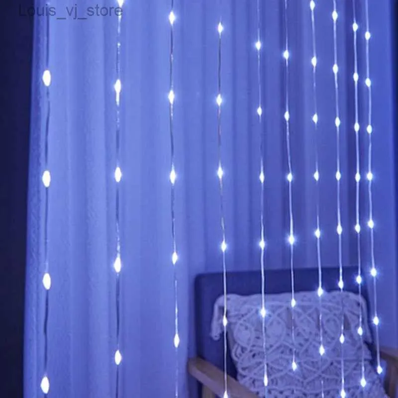 LED -strängar 6x3m USB Curtain String Fairy Lights Christmas Garland 8 Lägen Fjärr för nyår 2024 Party Garden Home Wedding Decoration YQ240401