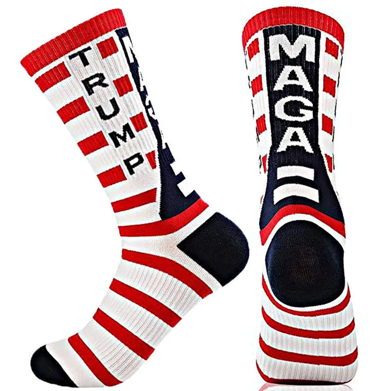 트럼프 2024 Maga Socks는 America를 다시 위대한 성인을위한 스타킹을 선호합니다.