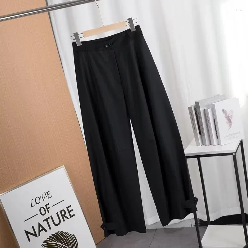 Spodnie damskie kobiety wiosna moda moda wiązanie stóp Projekt luźnego wełny swobodny vintage wysoki talia zamek błyskawiczny żeńskie spodnie mujer
