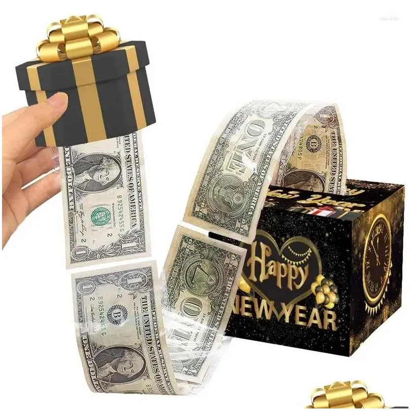 Gift Wrap Birthday Box Cake ATM -sedlar överraskning Topper Pengar rolig förälder Bakning Dekor PL -leverans Hem Garden Festive Party Dhzgp