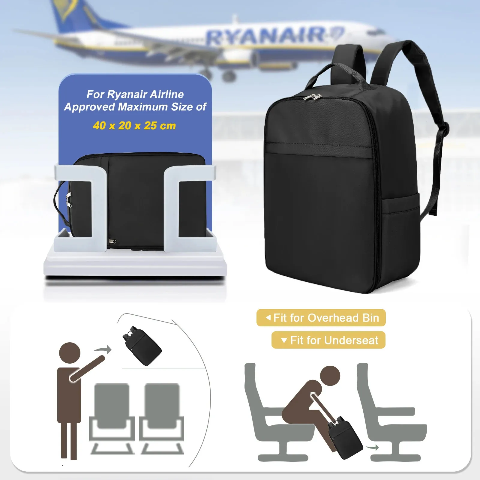 BORSA DA VIAGGIO Pieghevole Nylon Bagaglio A Mano Easyjet Ryanair EUR - Foto 8