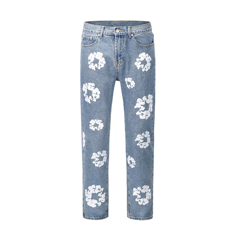 2024 Men's Luxury Designer Flared Flower Jeans With Flower Diamond