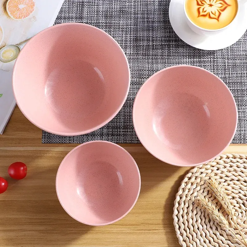 2024 4st/Set Wheat Straw Food Bowls Set Breakfast Cereal Bowls Matbehållare för sallad Ramen Soup Tabeller för barn Family