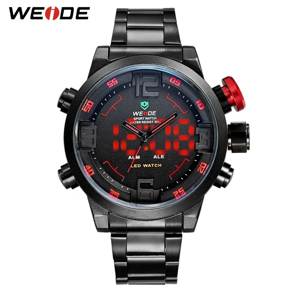 Weide Mens Sports Business Military Army Quartz Movement Analog LED Digital Automatic Date Alarm armbandsur Relogio Masculino209h