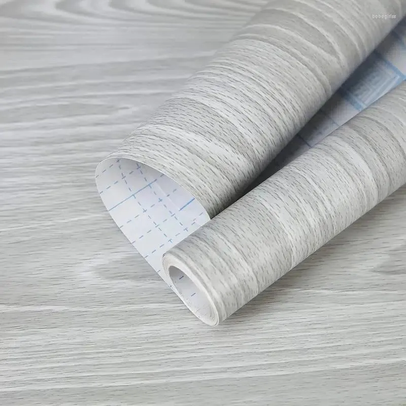 Papéis de parede cinza grão de madeira contato papel auto-adesivo papel de parede decorações de casa para os armários renovados mesas cadeiras sala de volta